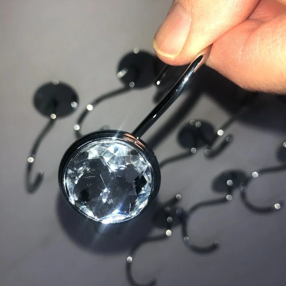 Clear‎ Jewel on Silver-tone 12PC Shower Hook Set